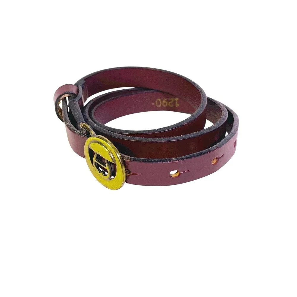 Etienne Aigner Western‎ Leather Belt Womens XS 26-29 in Horseshoe Burgundy